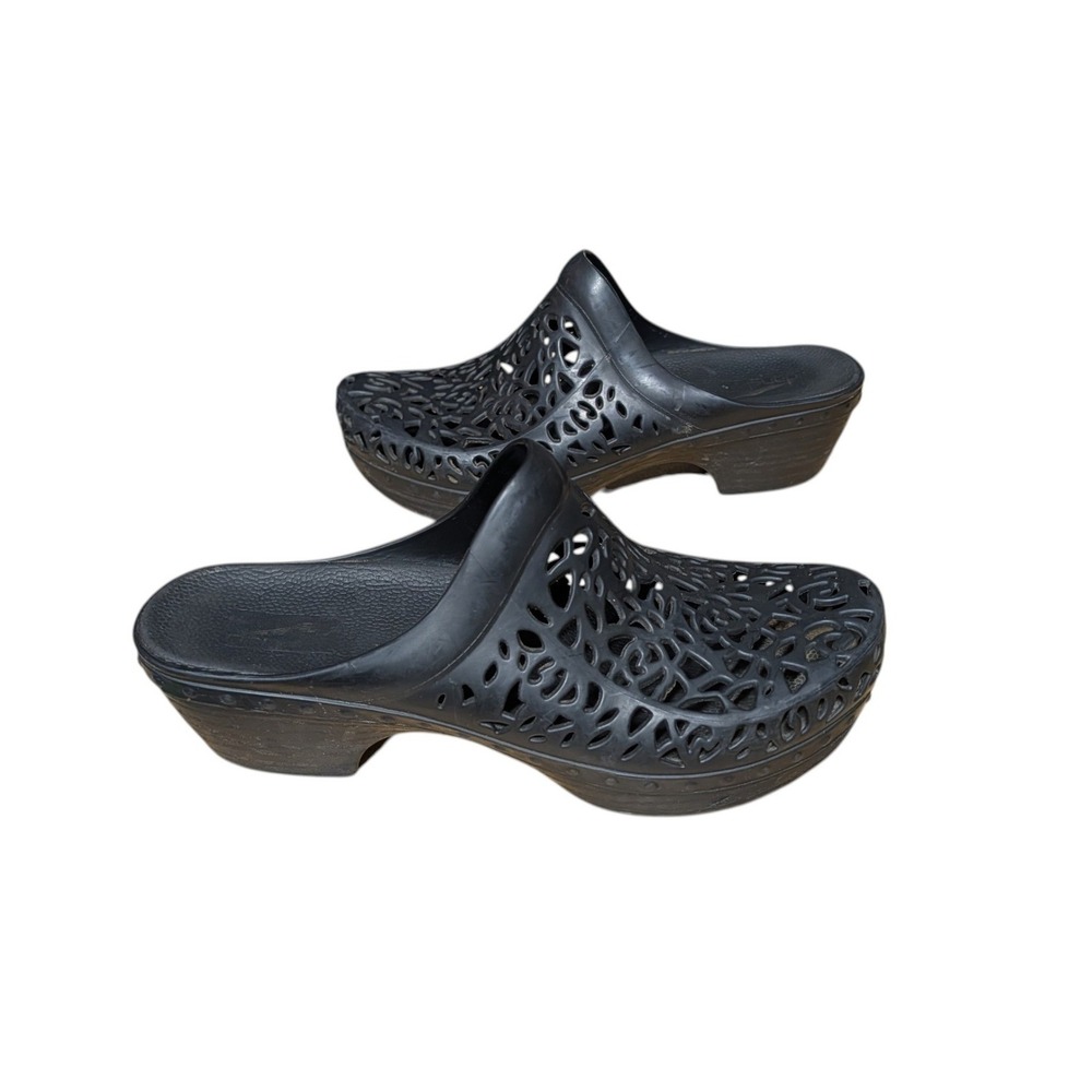 Dansko Black Pippa Mule Clogs Mules Cutout Rubber Waterproof Boho EU 41 US 10.5